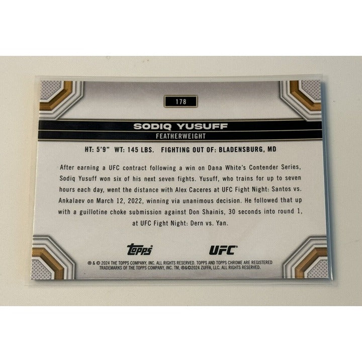 Sodiq Yusuff 2024 Topps Chrome UFC Prizm REFRACTOR Featherweight UFC - Card #178