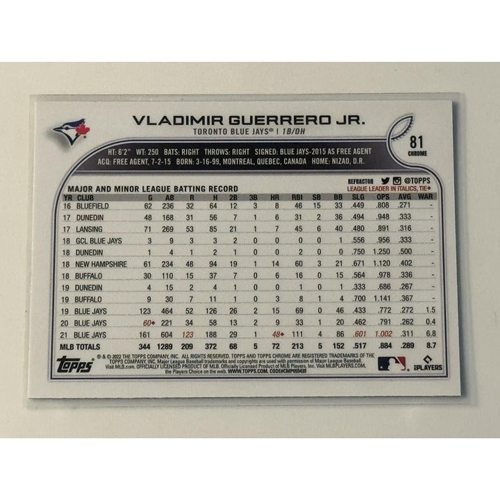 2022 Topps #300 Vladimir Guerrero Jr. Refractor MLB Toronto Blue Jays Near Mint!