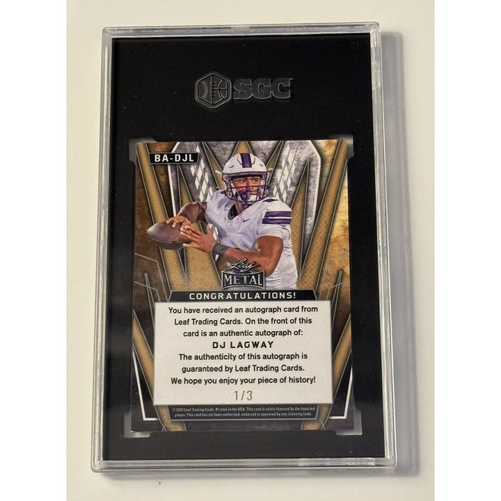 1/3 DJ Lagway RC* Auto 2024 LEAF Metal FOOTBALL BADJL ORANGE MOJO GATORS SGC 9.5