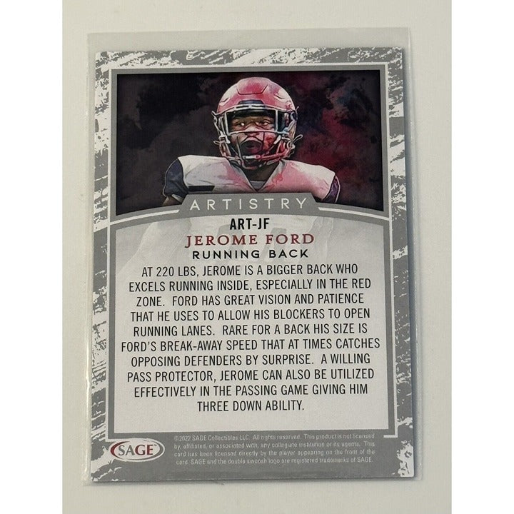 2022 SAGE Artistry Jerome Ford RC Cleveland Browns/Cincinnati Football RC ART-JF