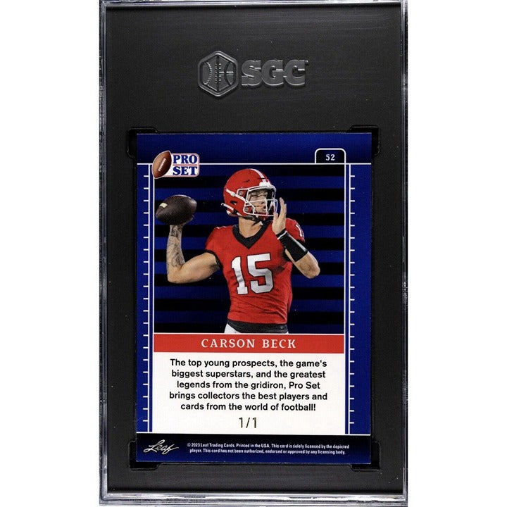 1/1* Carson Beck 2023 LEAF PRO SET METAL ROOKIE FIRE PULSAR UGA Bulldogs SGC 10*