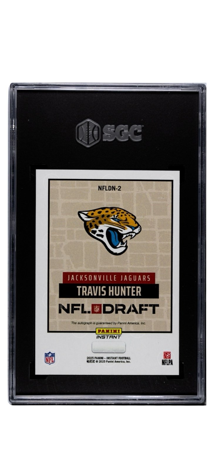 Travis Hunter RC Auto 2025 Panini Instant Draft Night NFLDN‑2 NFL Jaguars SGC 10