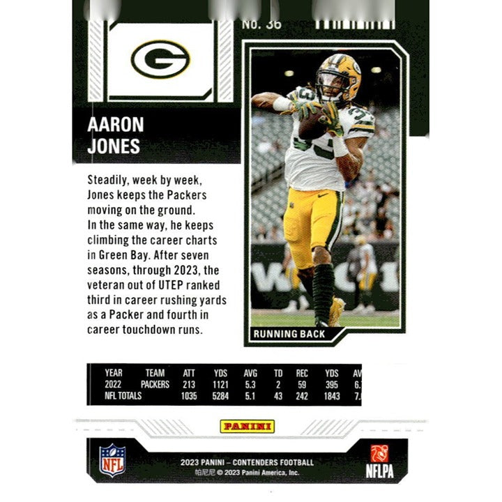 2023 Panini Contenders Aaron Jones* Season Ticket NFL Green Bay Packers Card #36