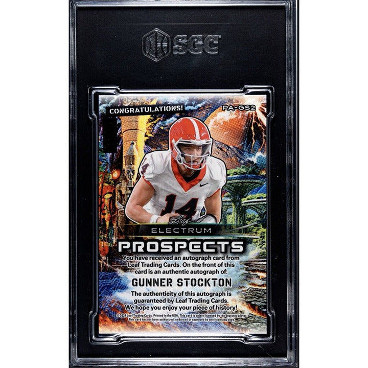 11/59 Gunner Stockton RC* Auto Leaf Electrum Prospects NCAA UGA BullDogs SGC 9.5
