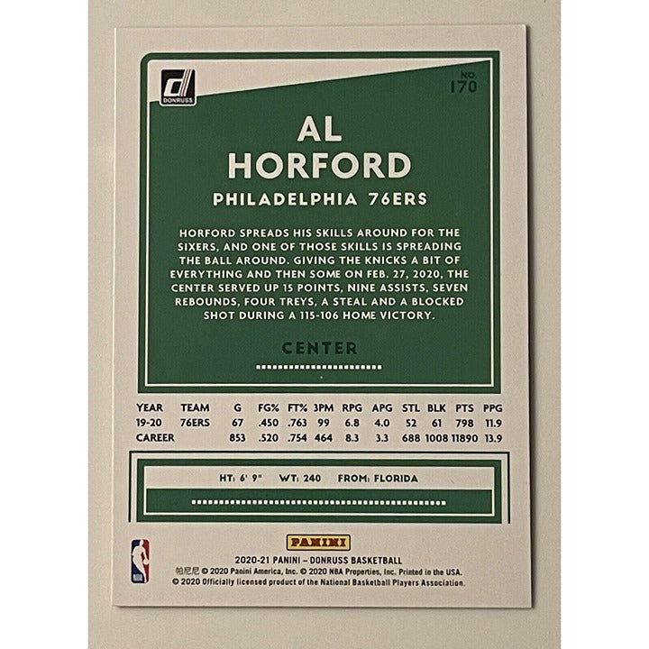 2020-21 Panini Donruss Basketball NBA AL HORFORD #170 Basketball 76ers/Celtics*