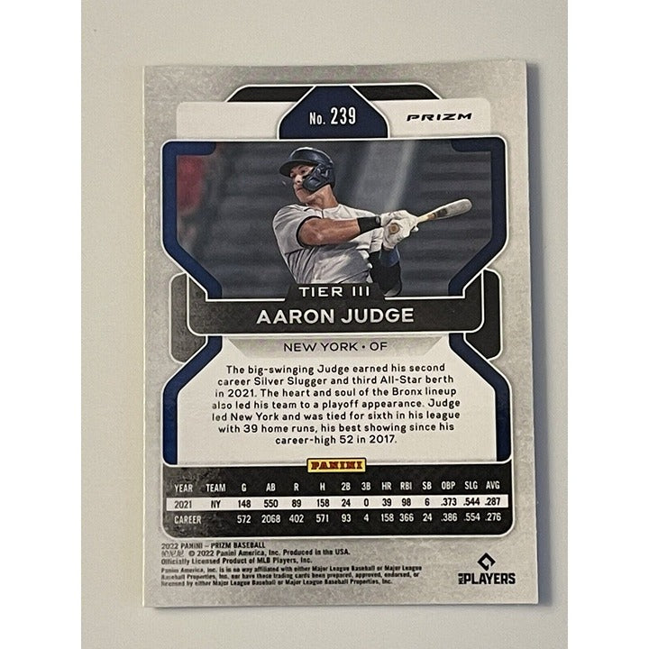Aaron Judge* - 2022 Panini WHITE WAVE PRIZM Refractor* #239 NY Yankees ALL RISE!
