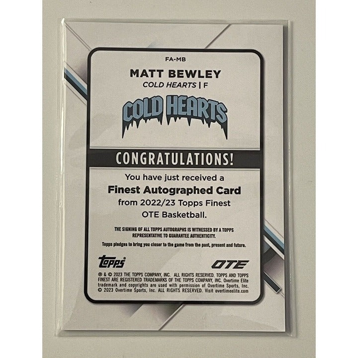 2022-23 Topps Finest OTE Matt Bewley Auto Refractor Basketball Auto Card #FA-MB
