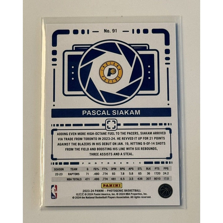 Pascal Siakam* 2023-24 Panini PhotoGenic NBA Indiana Pacers Basketball Card #91