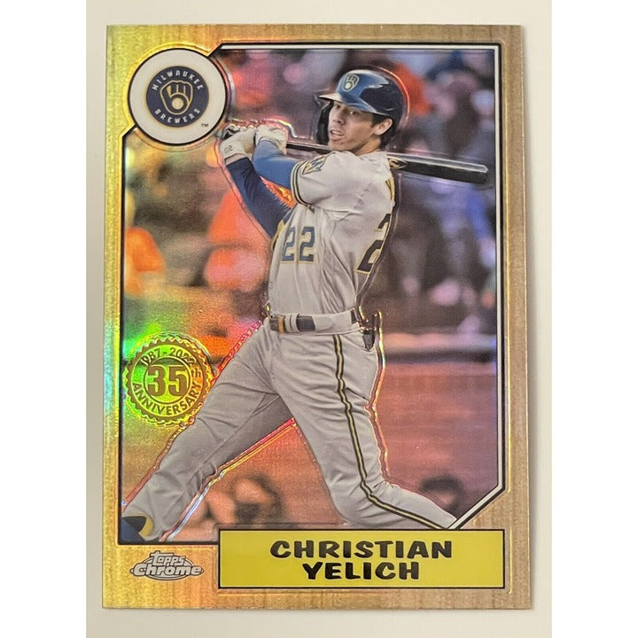 2022 Topps Chrome Christian Yelich Refractor 35th Anniversary MLB Brewers 87BC-6