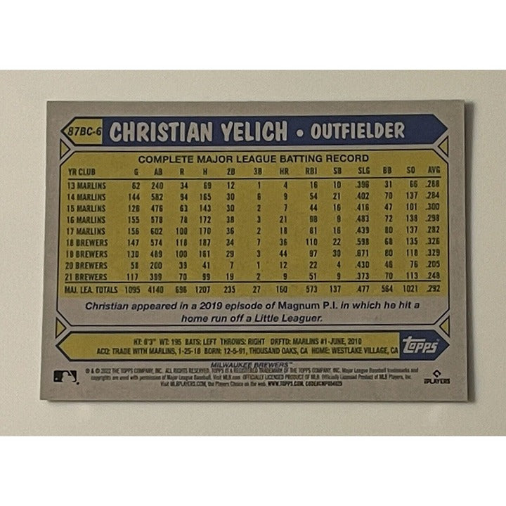 2022 Topps Chrome Christian Yelich Refractor 35th Anniversary MLB Brewers 87BC-6