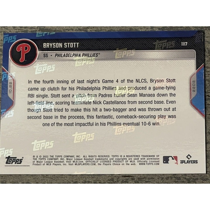 2022 MLB Topps Now - Bryson Stott - ROOKIE CARD SP Phillies #1117 RC - NLCS MLB*