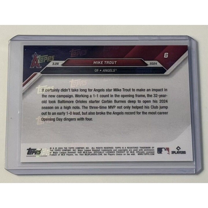 1/1* Mike Trout Low Pop! 2024 Topps Now LA Angels Opening Day HR Card 6 PR 1550*