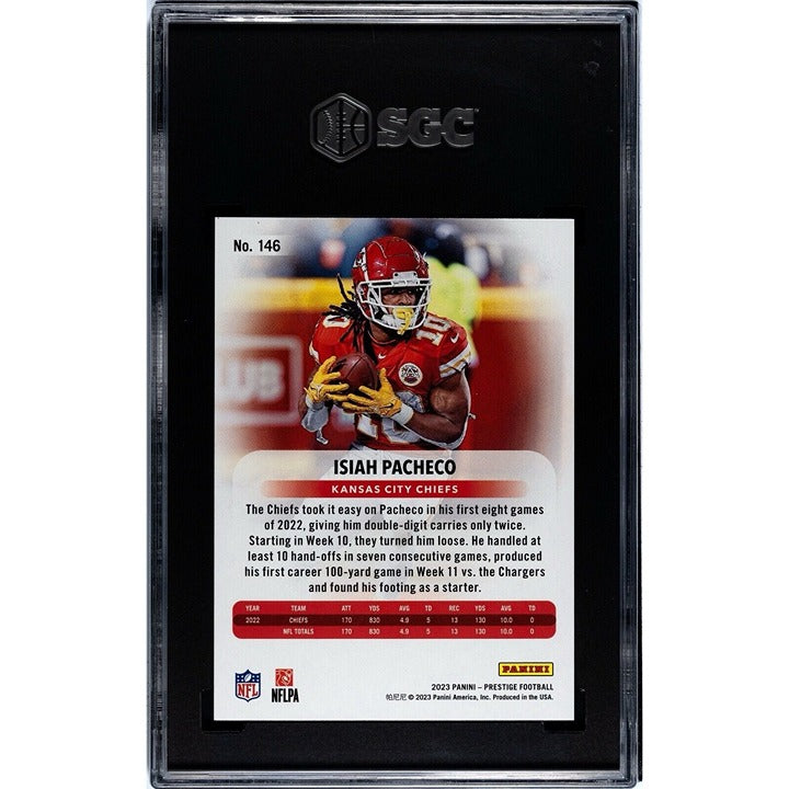 80/99* 2023 Prestige Isiah Pacheco Premium Xtra Points NFL Chiefs #146 - SGC 9.5