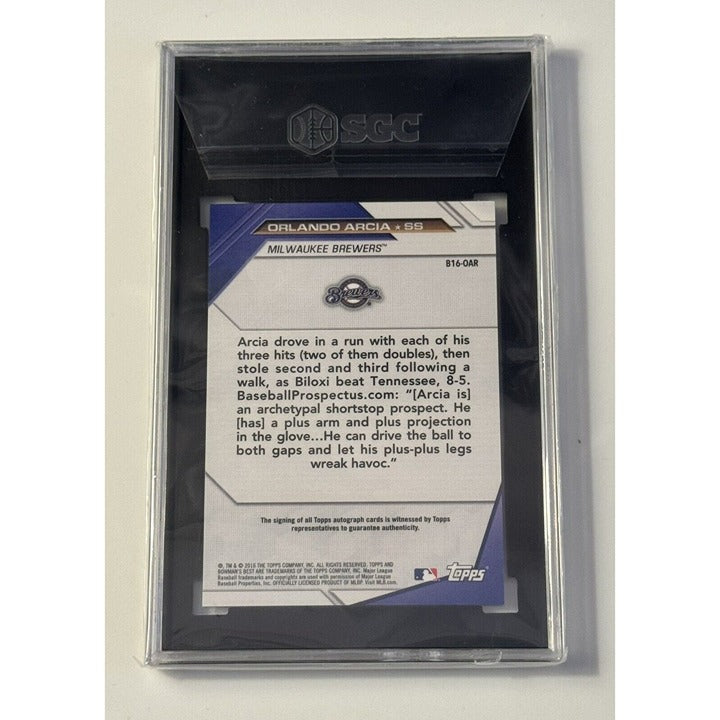 2016 Bowman's Best 3/5 Orlando Arcia RED Refractor Auto B16-OAR Braves - SGC 9.5