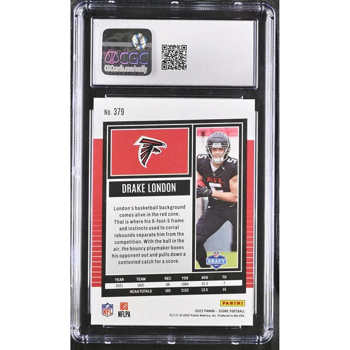 2022 - Score - NFL Atlanta Falcons - WR Drake London - #379 CGC 10 - Rookie Card