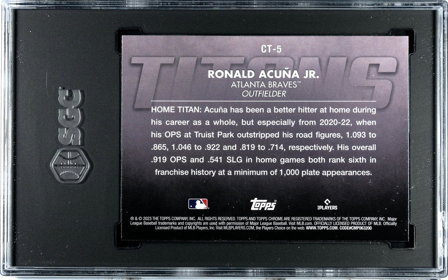 2023 Topps Chrome Ronald Acuna Jr Chrome Titans #CT-5 MLB ATL Braves MVP SGC 10