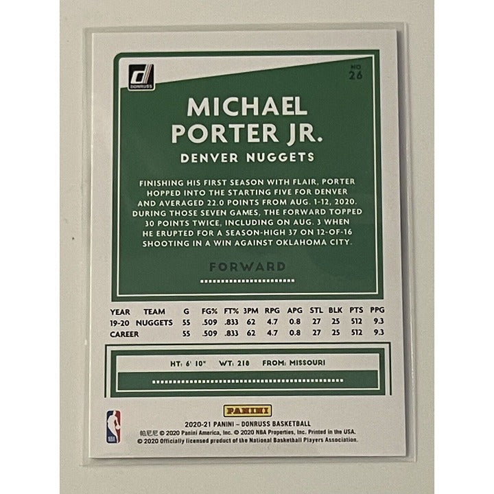 2020-21 Donruss Michael Porter Jr. NBA Denver Nuggets Card #26 - Basketball Card