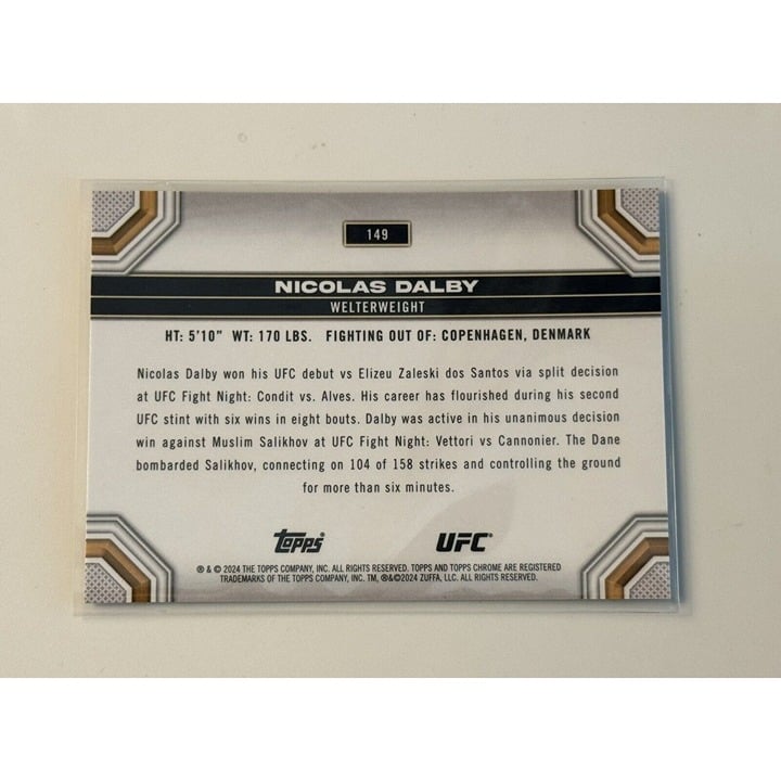 Nicolas Dalby Prizm Refractor UFC 2024 Topps Chrome Welterweight UFC Debut #149