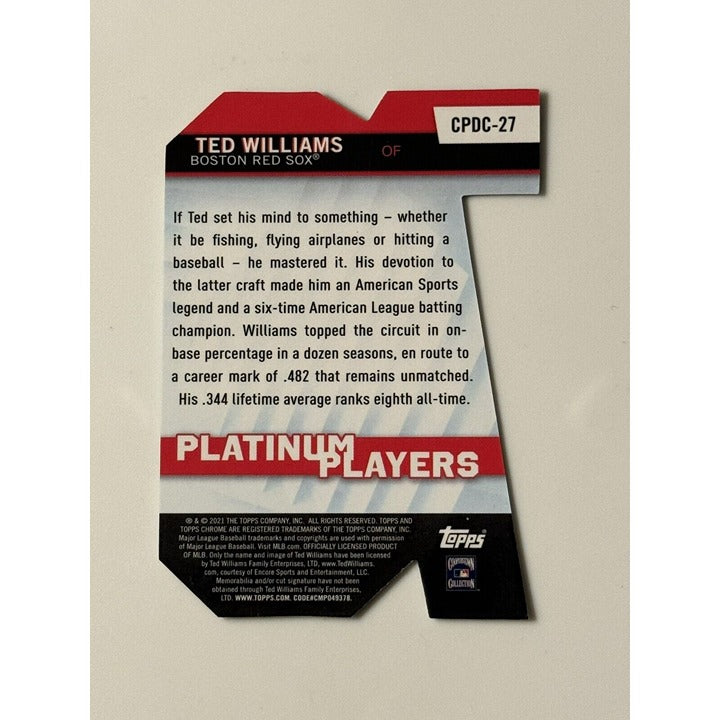 Ted Williams 2021 Topps Chrome Update Platinum Players #CPDC-27 - Boston Red Sox
