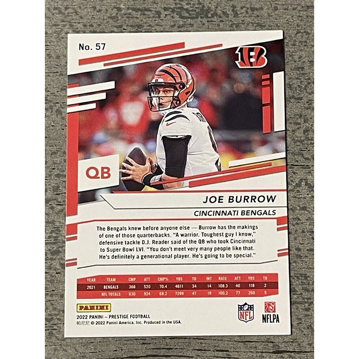 2022 Panini Prestige Joe Burrow* Bengals BASE CARD #57 - NFL Cincinnati Bengals