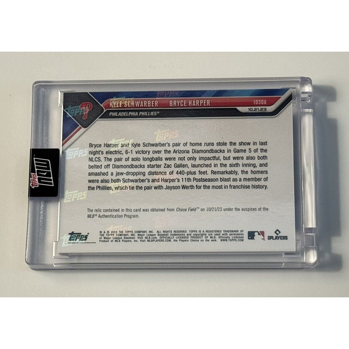 Game-used Base Relic 35/99 Kyle Schwarber/Bryce Harper - 2023 Topps Now* IN HAND
