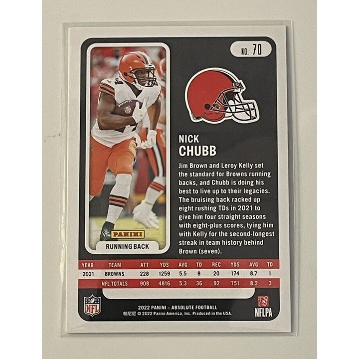 2022 Absolute Football Nick Chubb NFL Cleveland Browns Football Card #70 Browns*