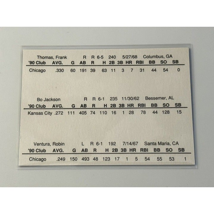 Frank Thomas Bo Jackson Robin Ventura - MLB AL Chicago White Sox Superstars - EX