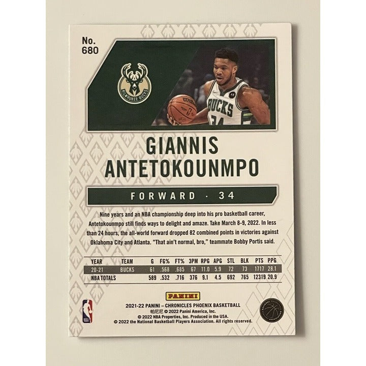 Giannis Antetokounmpo 2021-22 Panini Chronicles Phoenix #680 NBA Milwaukee Bucks