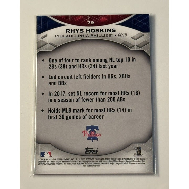 36/99* 2019 Topps Tribute Rhys Hoskins MLB NL Philadelphia Phillies Baseball #79