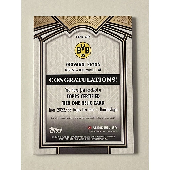 2022-23 Tier One Giovanni Reyna 116/144 - Bundesliga - Jersey Relic Card #TOR-GR