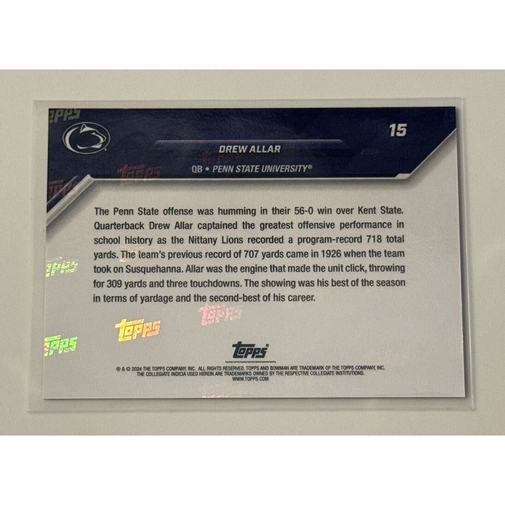 5/5* Drew Allar RC Penn State Lions Limited - 2024 Bowman U Topps Now Rookie #15