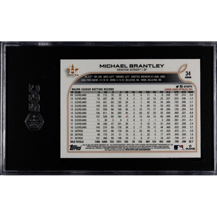 2022 Topps Chrome Michael Brantley MLB Houston Astros Baseball Card 34 - SGC 9.5