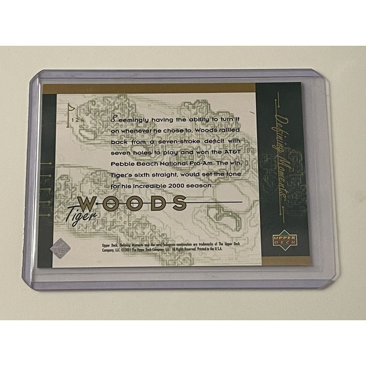 2001 Upper Deck Golf Defining Moments Tiger Woods RC Card 124 Golf Card PGA Tour