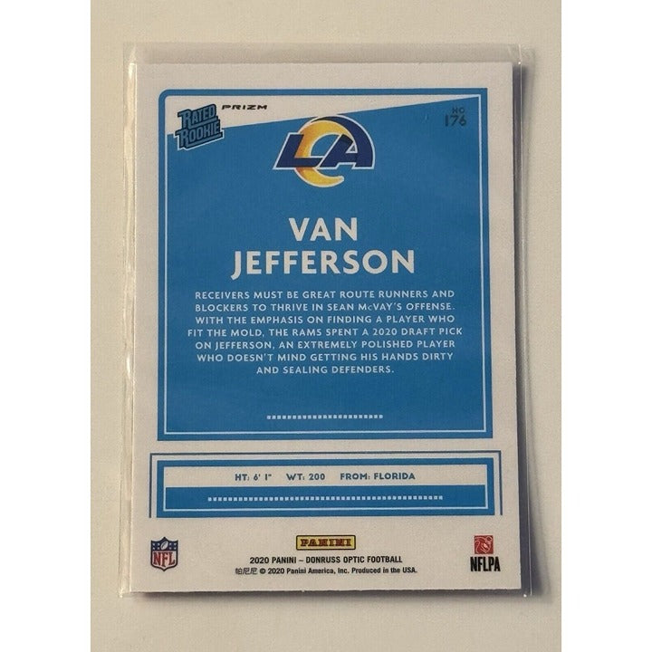 Van Jefferson RC* 2020 Panini Donruss Optic - Rated Rookies Holo Prizm Card #176