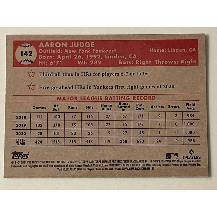 2021 Topps Chrome Platinum Anniversary AARON JUDGE Prism Refractor #142 Yankees*