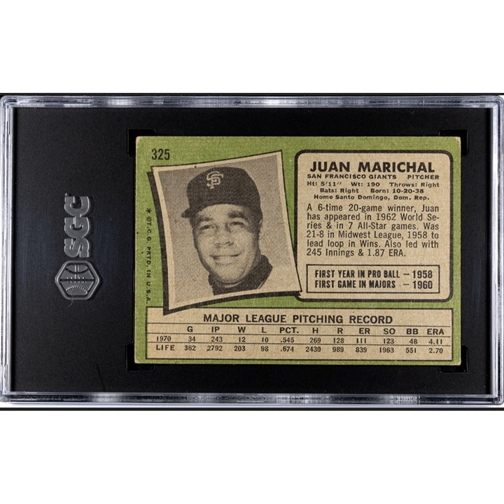 1971 Topps JUAN MARICHAL SF GIANTS SGC 4 Card #325 - 54 HOF Players In This Set!
