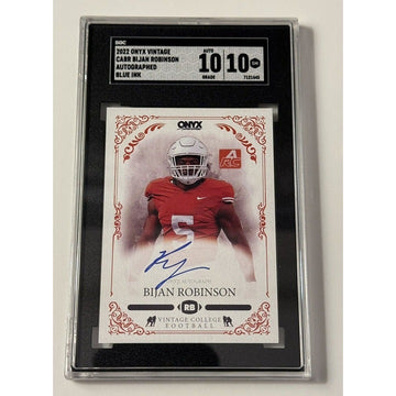 2022 Onyx Vintage Bijan Robinson Auto Blue CABR PSA 8 Auto On Card /300 - SGC 10 — 01_front