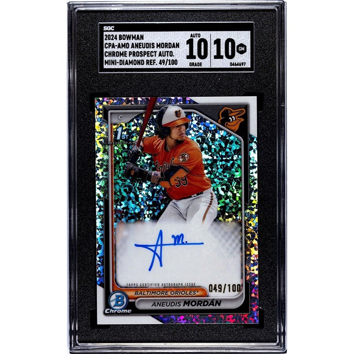 Aneudis Mordan Bowman Chrome 49/100 Aneudis Mordan RC 2024 Bowman Chrome Autographs - Sparkle Refr. CPA-AMO