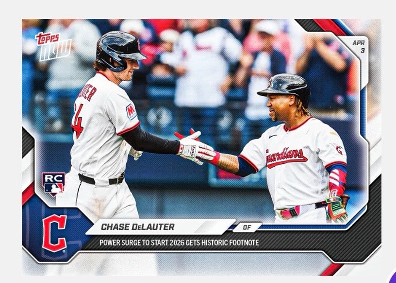 Chase DeLauter Topps NOW ONLY 2791 Printed Chase DeLauter RC Historic 5 HR Start 2026 MLB Topps NOW Card