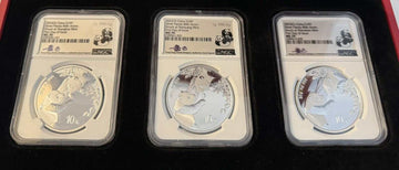 2023 40TH Anniversary 3 COIN Set China Panda Series Pure Silver - Signed By Fang — 01_front