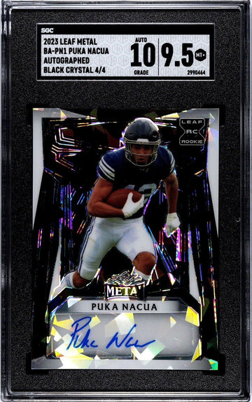 Metal Leaf 2023 Leaf Metal White Crystal Prism Puka Nacua RC AUTO 4/4 BA-PM1 Rams SGC 9.5
