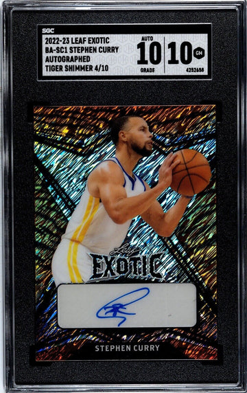 OBO Leaf OBO 2022-23 Leaf Exotic 4/10 Stephen Curry Auto Tiger Shimmer BA-SC1 - SGC 10
