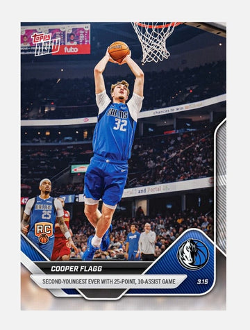 12K Printed Cooper Flagg RC 2nd Youngest Ever 25/10 Game 2025 Topps NOW NBA Mavs — 01_front