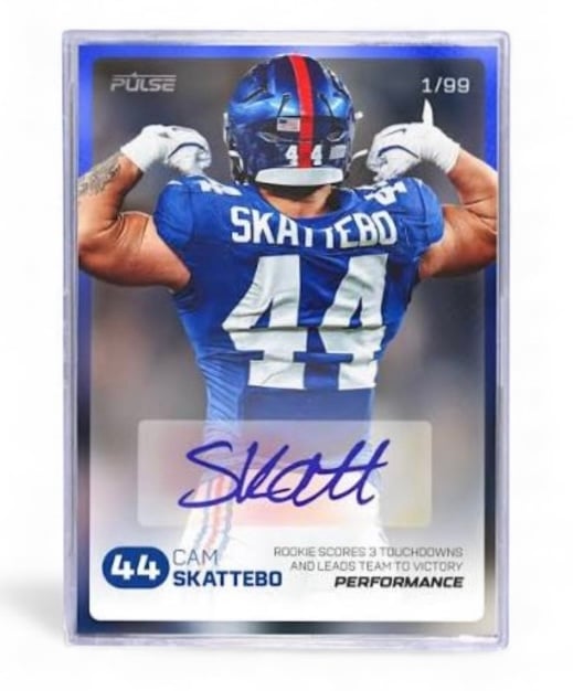 2025 Pulse Cam Skattebo ROOKIE AUTO of 50 Performance Green Parallel Card — 01_front