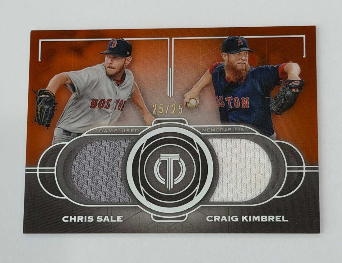 /25 Chris Sale Craig Kimbrel 2019 Topps Tribute Dual Relic MLB Boston Red Sox — 01_front