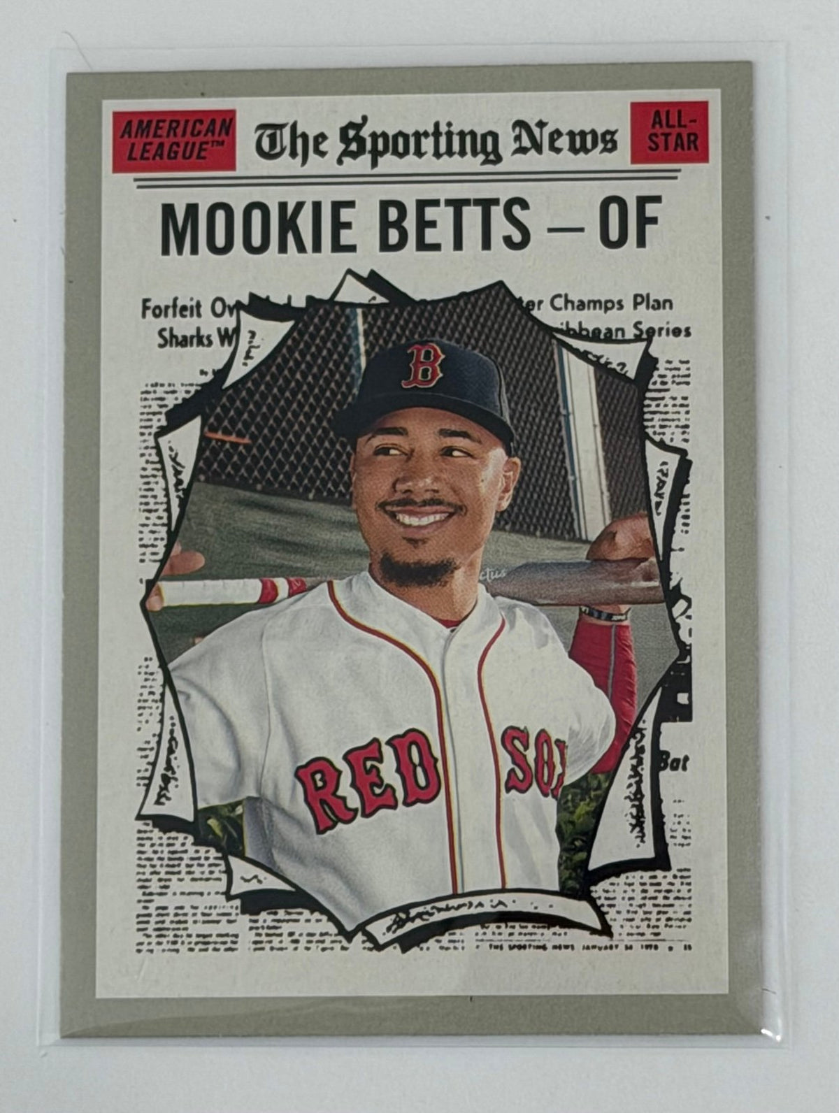 Mookie Betts Topps Mookie Betts 2019 Topps Heritage 358 MLB Red Sox Sporting News Insert