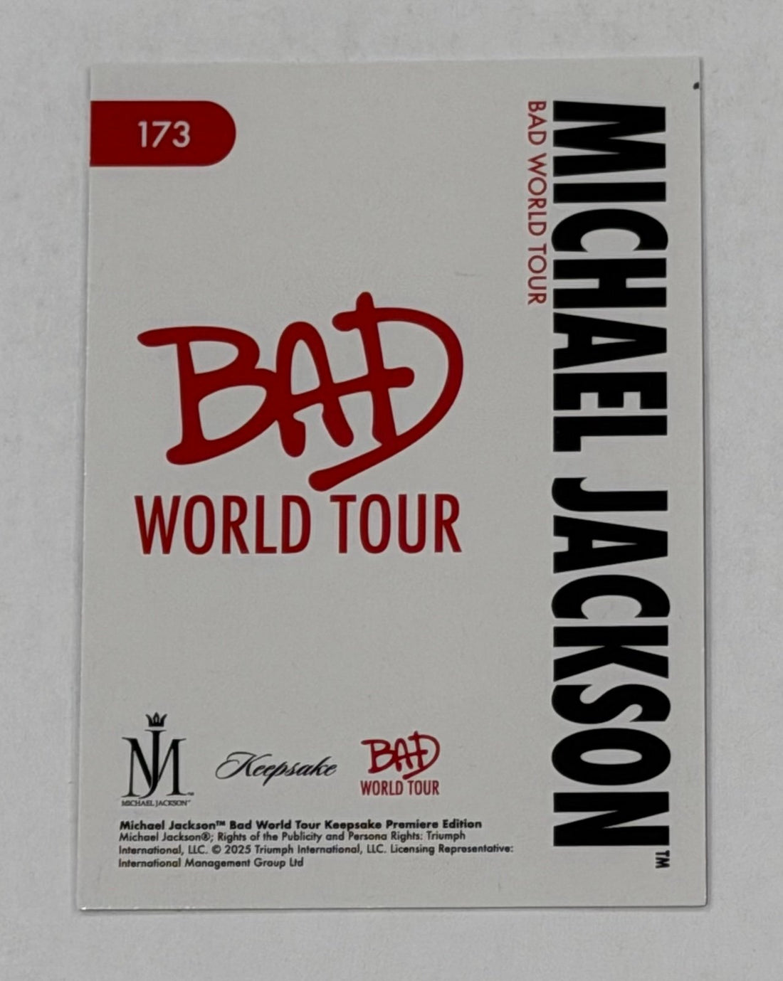 Michael Jackson BAD World Tour Postcard #173 FOTL Rare Keepsake Premiere — 01_front
