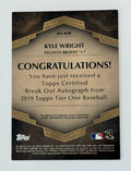 Kyle Wright Topps /200 Kyle Wright 2019 Topps Tier One Break Out Auto BA-KW MLB Braves