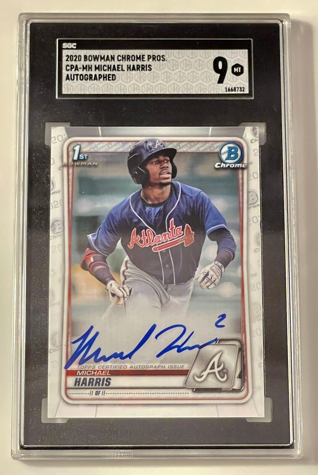 Michael Harris Bowman Chrome 2020 Bowman Chrome Michael Harris Auto SGC 9 1st Bowman Chrome CPA-MH Braves RC