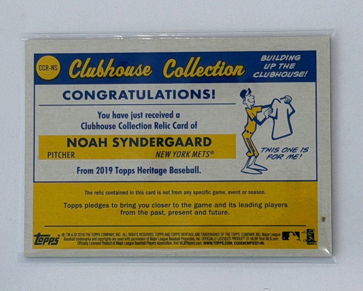 Noah Syndergaard 2019 Topps Heritage Clubhouse Relic CCR-NS MLB Mets — 02_back